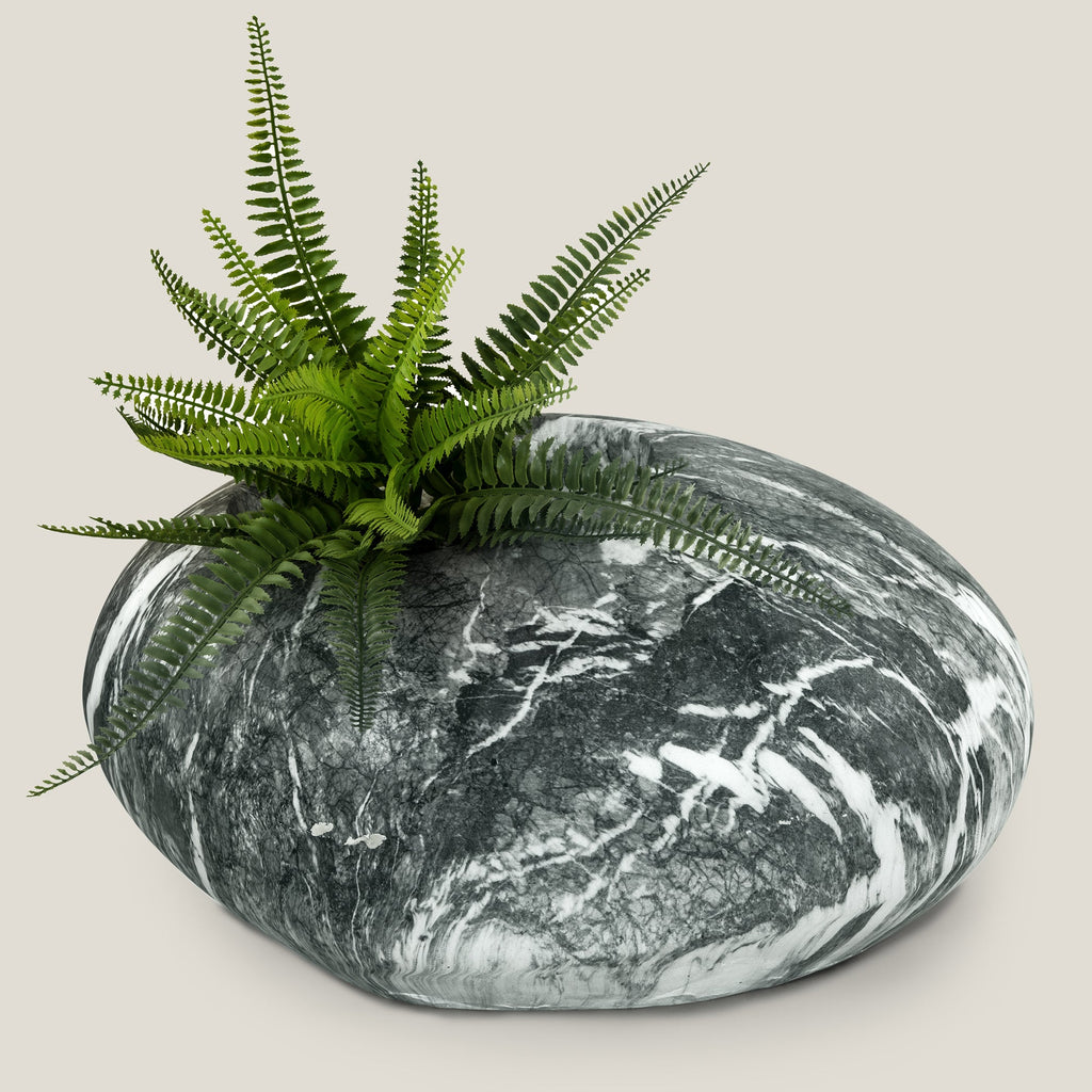 Marble Grey Rock Planter Small