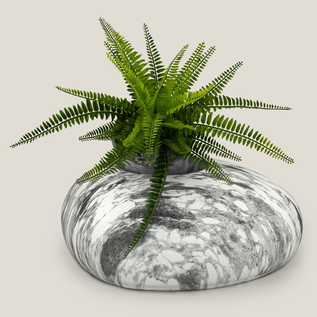 Marble Grey Resin Rock Planter Large